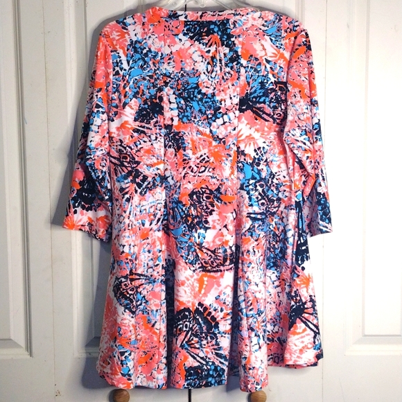 Attitudes by Renee Plus Size Multi Color Print Blouse 3/4 Sleeve Size LP - Picture 2 of 3